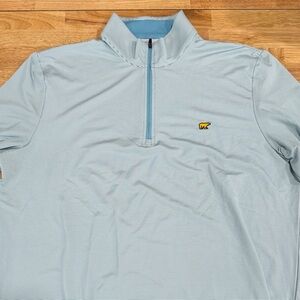 Light Blue Men's Quarter-Zip Pullover Hoodie with Bear Logo